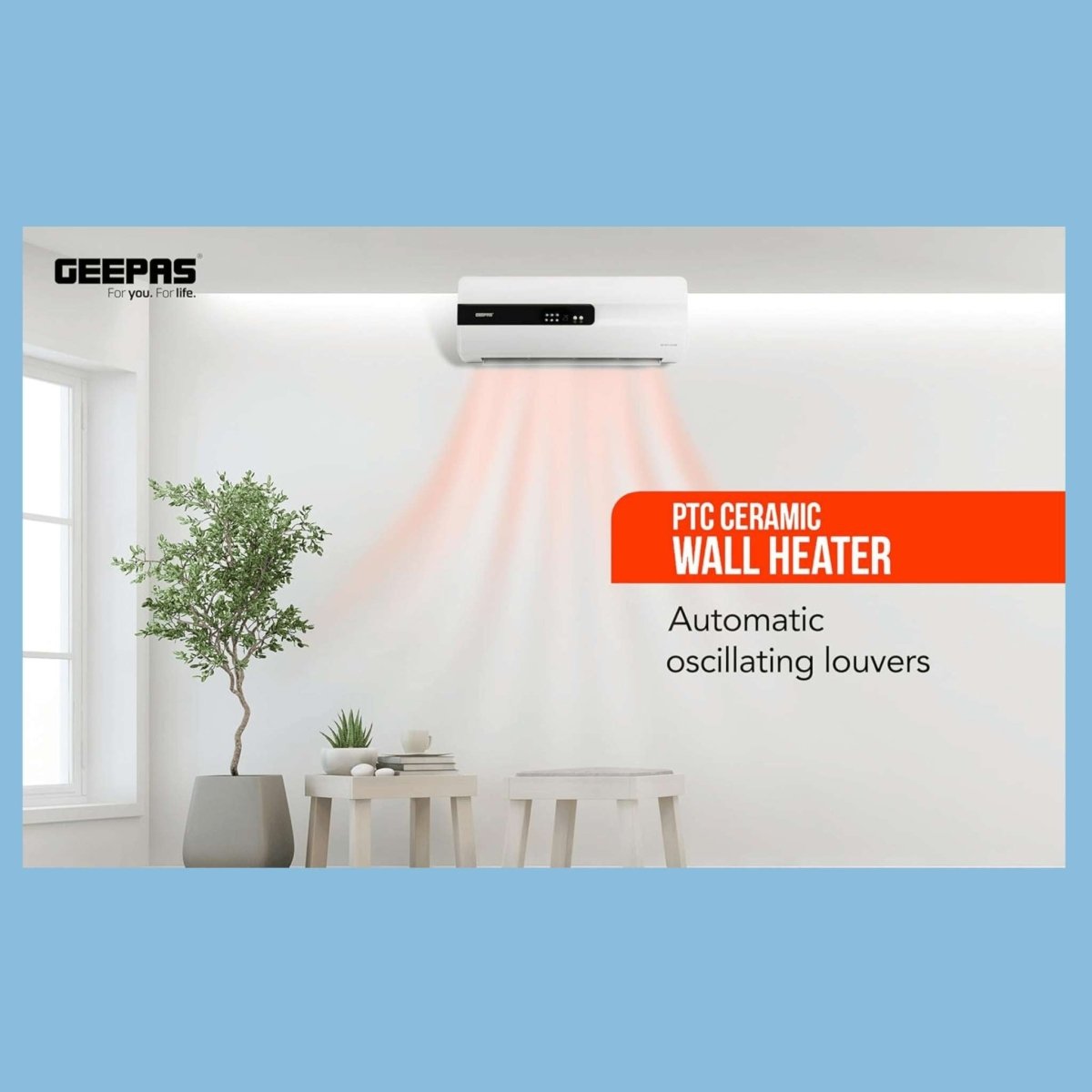 Geepas PTC Fan Heater - Adjustable Thermostat & Efficient Heating - GRHW
