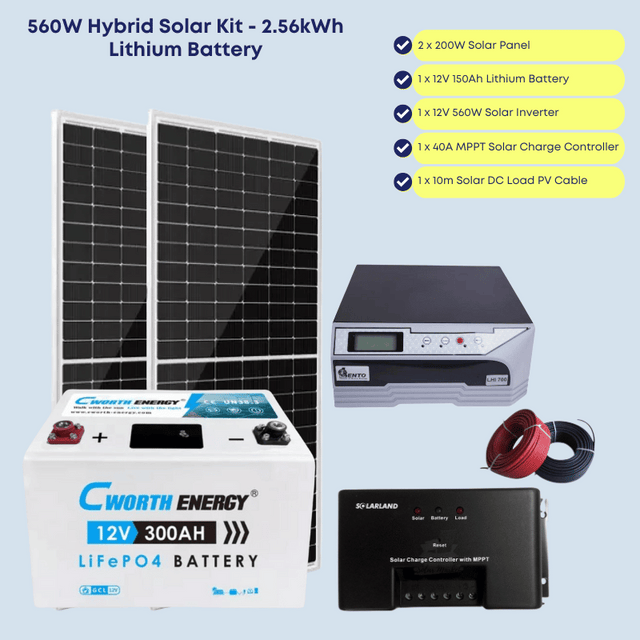 560W Power Backup Kit with 2.56kWh Lithium Battery – Powers 6 Bulbs, 32" TV, Charging (Home/Shop Use)