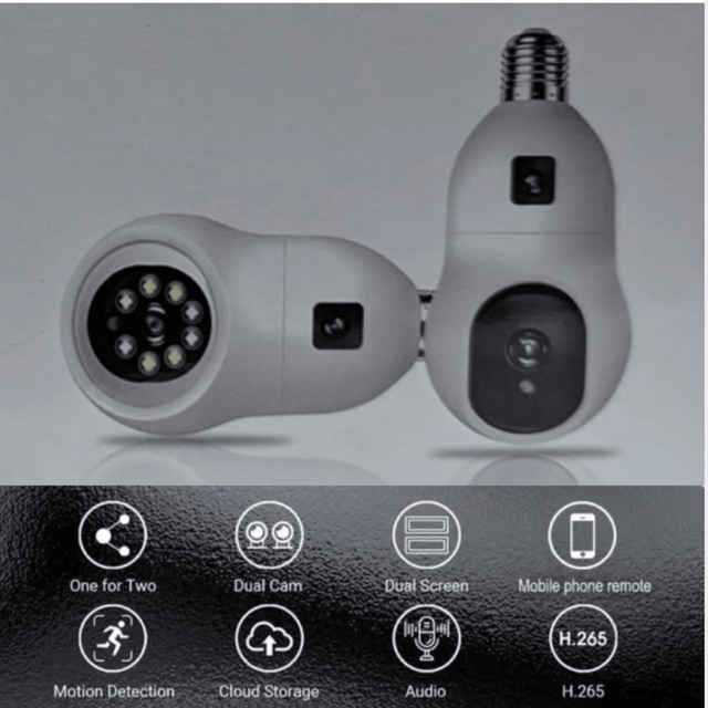 V380pro 2 MP Dual‑Lens Wireless WiFi Indoor CCTV Bulb Camera