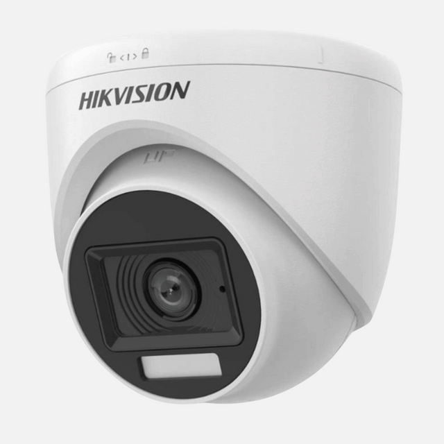 Hikvision 2 MP Smart Hybrid Light Audio Fixed Turret Camera DS-2CE76D0T-LPFS – 20 m Night Vision