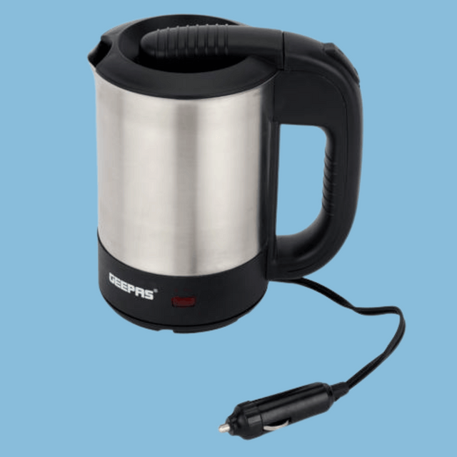 Geepas 12V Stainless Steel Car Kettle - 500ml Water Heater for Caravans - GK38041