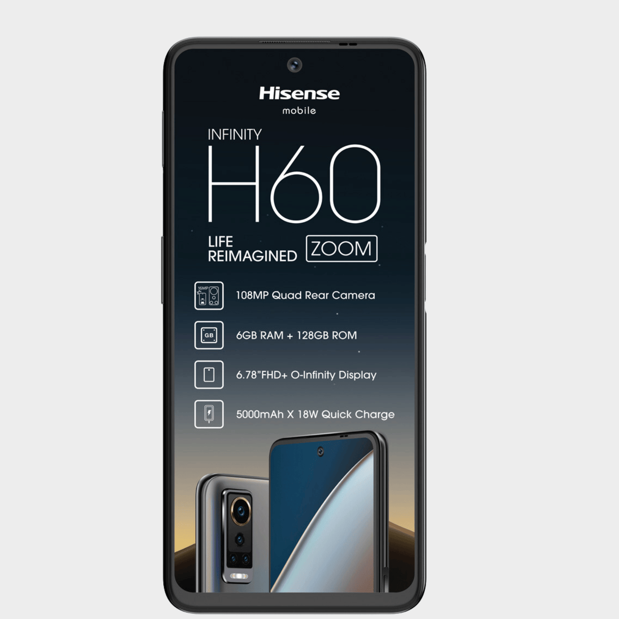 Hisense Infinity 6.78" Smart Phone FHD+ O-Infinity Display H60 Zoom