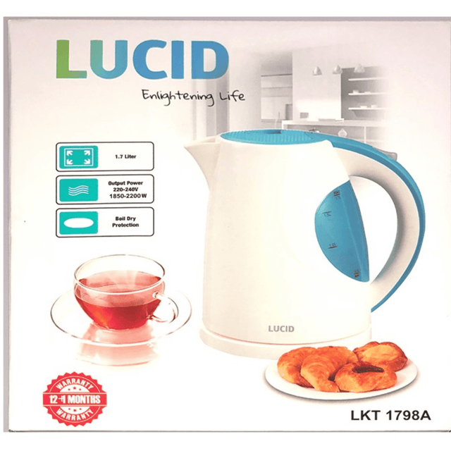 Lucid 1.7L Plastic Cordless Kettle 1850W - KEC 1798A