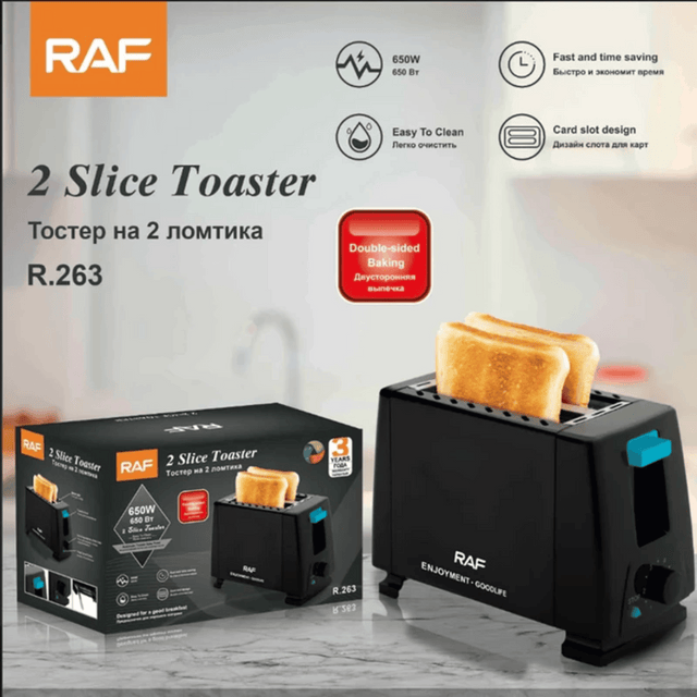 RAF 2 Slice Toaster, 650W, Model R263