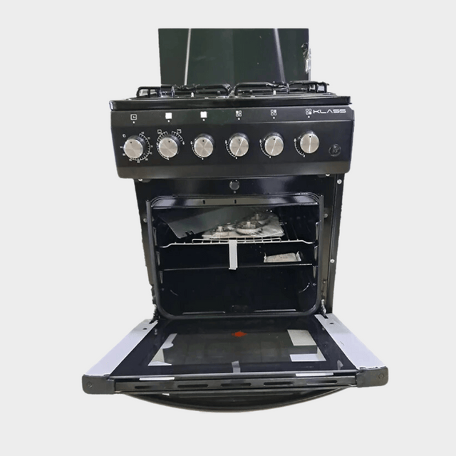 KLASS 60x60cm Free Standing Cooker, 4 Gas Burners, Black