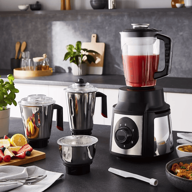 Geepas 5-In-1 Mixer Grinder - 1000W Copper Motor & Stainless Steel Jars - GSB5457N