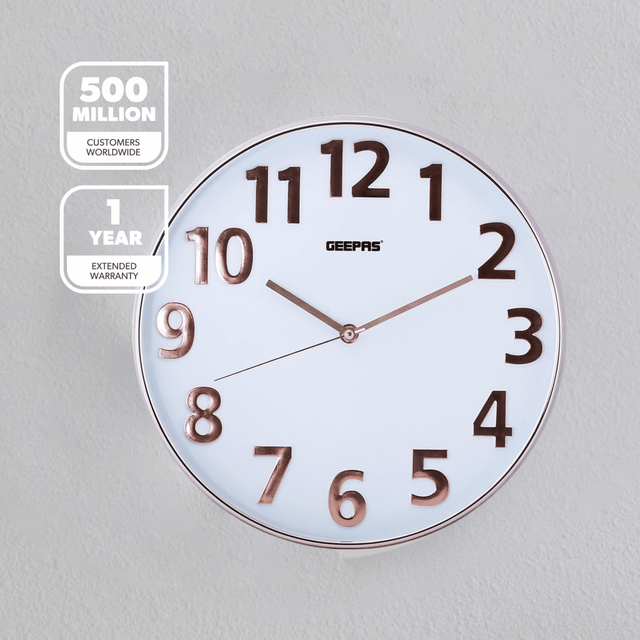 Geepas 3D Wall Clock Gold GWC26013
