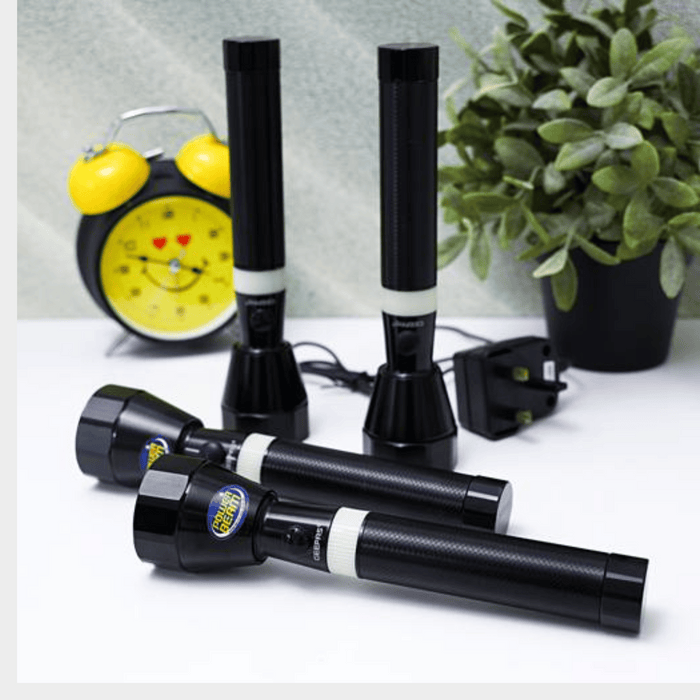 Geepas 4Pcs Rechargeable LED Flashlight, 2000m Range GFL4668 - KWT Tech Mart Uganda