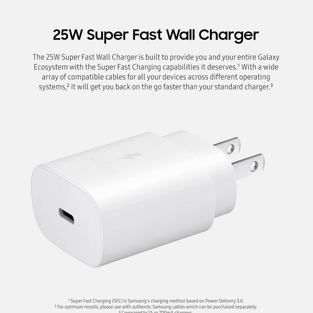 Samsung Charger – 25W Adapter, USB-C to USB-C Fast Charger