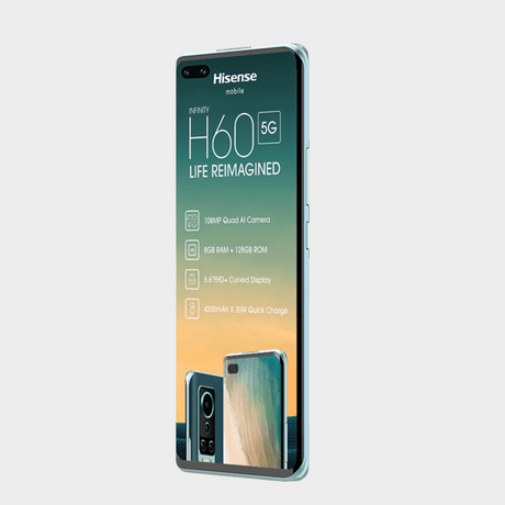 Hisense Infinity 6.6" Smart Phone, Curved display, 108mp primary camera, 5G Connectivity, Face/ Under-display Fingerprint Unlock- H60 5G