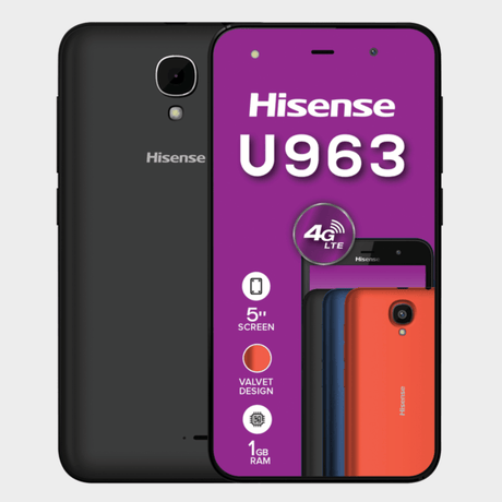 Hisense Infinity 5" Screen Smart Phone, velvet design, 4G/LTE Connectivity and long lasting battery-U963