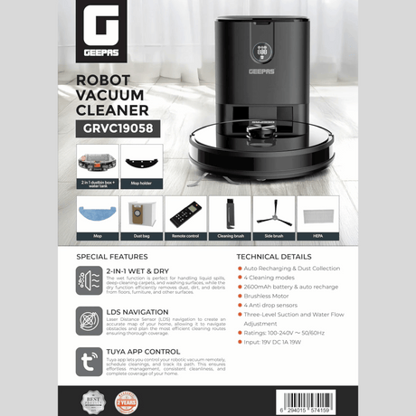 Geepas Robot Wet & Dry Vacuum GRVC19058