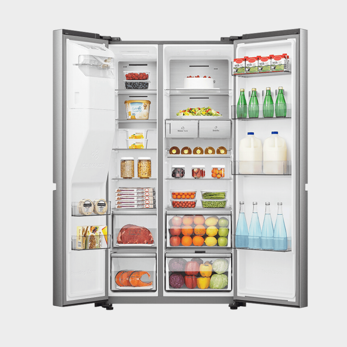 Hisense 720L 2-Door Side-by-Side Refrigerator with Water Dispenser and Ice Maker, WiFi Connectivity, RC-72WS4SA