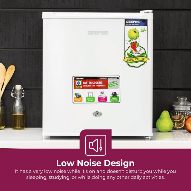 Geepas 60L Single Door Refrigerator - Compact & Energy Saving, GRF654WPEN