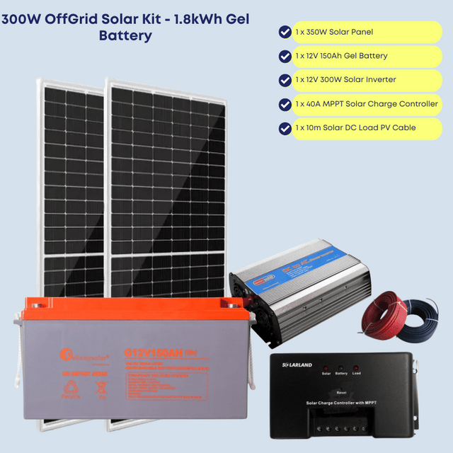 300W OffGrid Solar Lighting System with 1.8kWh Gel Battery for a Poultry Farm (Chicken House); Power 20 bulbs for 24 hours
