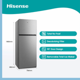 Hisense 599L Fridge, Double Door Frost Free Top Mount Freezer Refrigerator RT599N4ASU – Silver