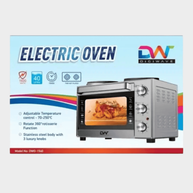 Digiwave 40L Electric Oven with 2 Hot Plates, DWO1540