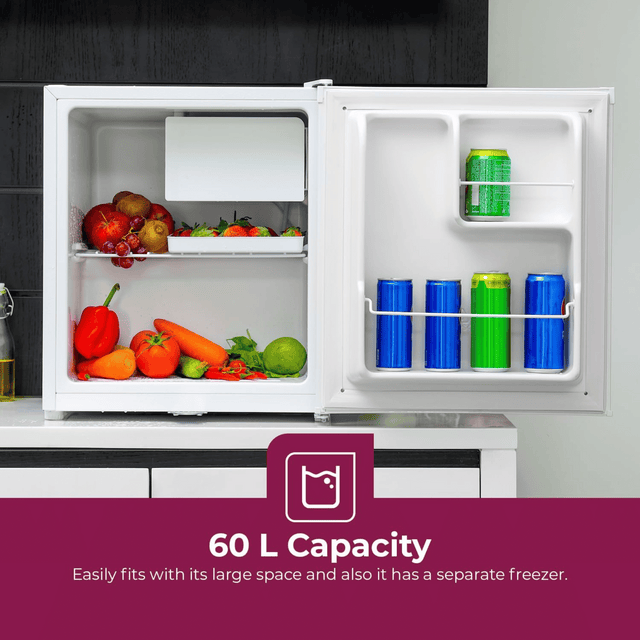 Geepas 60L Single Door Refrigerator - Compact & Energy Saving, GRF654WPEN