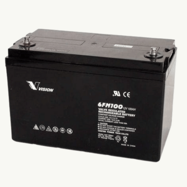 Vision 12V 100AH Solar Battery 6FM100D - Durable and Reliable