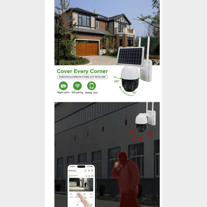V380pro 3MP Ai Solar PTZ Outdoor Security CCTV Camera- SPM T01