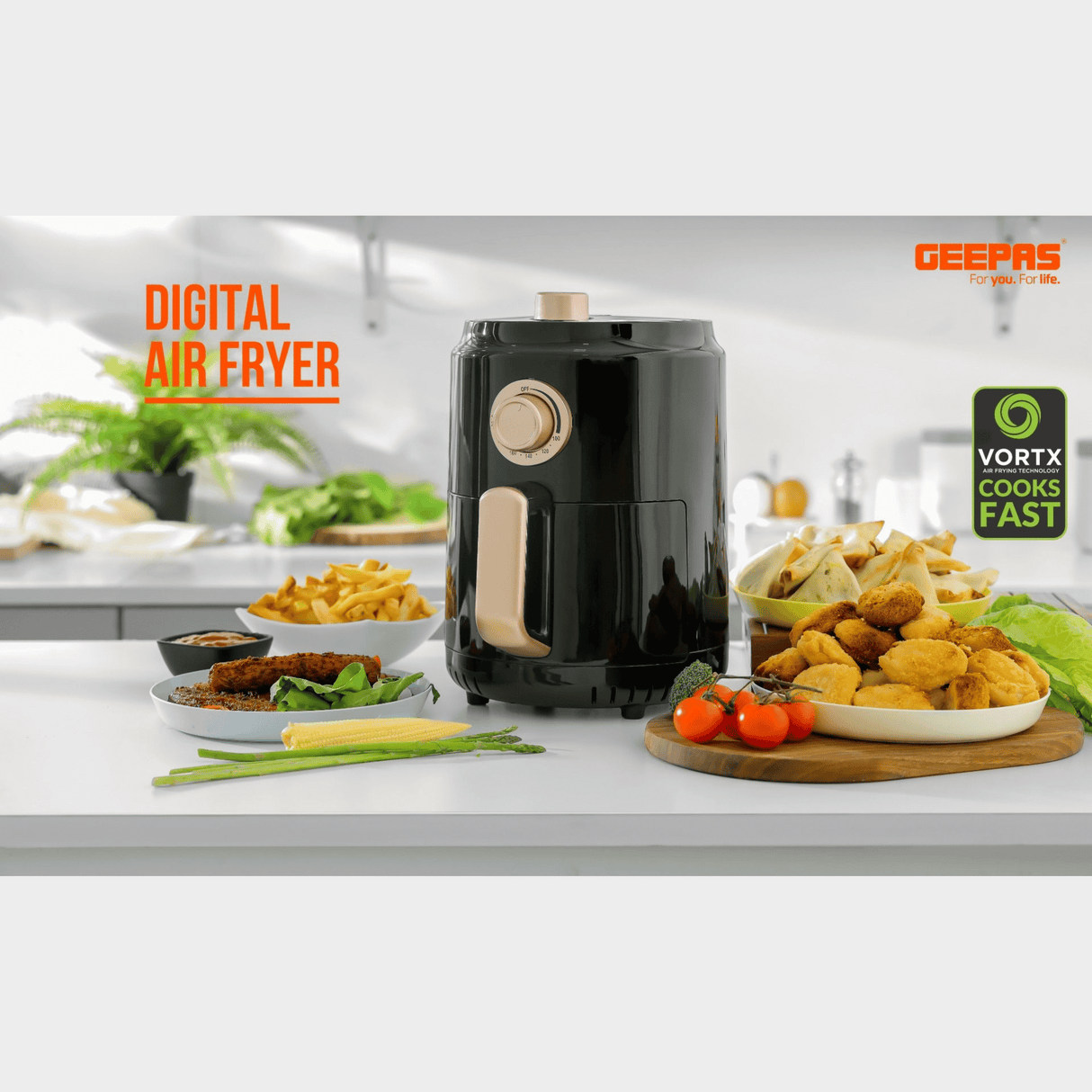 Geepas 1.8L Air Fryer, 1000W, LED, 30-Minute Timer GAF37516 - KWT Tech Mart Uganda