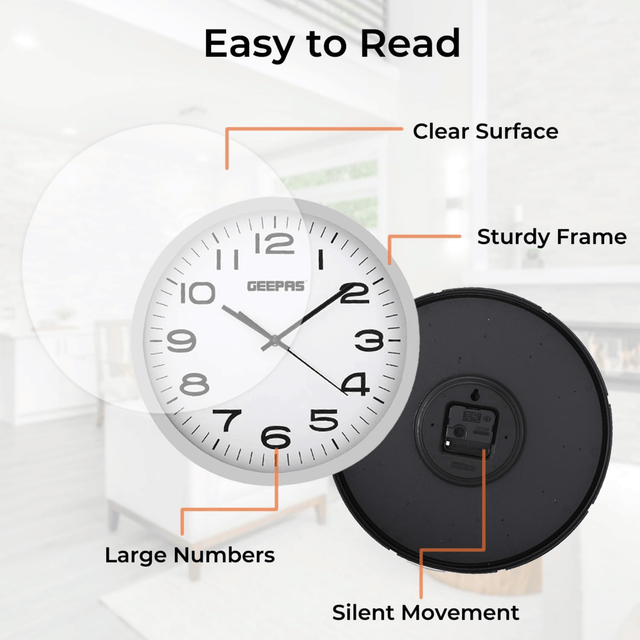 Geepas 36cm Round Wall Clock | Decorative Campagne GWC26016 - KWT Tech Mart Uganda