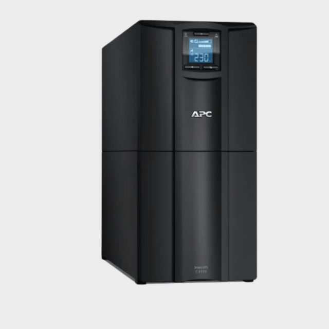 2.1kW, 3kVA, APC Smart-UPS SMC3000I; Tower, 230V, 8x IEC C13+1x IEC C19 outlets, USB and Serial communication, AVR, Graphic LCD