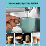 Geepas Espresso and Cappuccino Coffee Machine - 20 Bar Pressure Pump, E26 Platinum Series - GCM1415SS