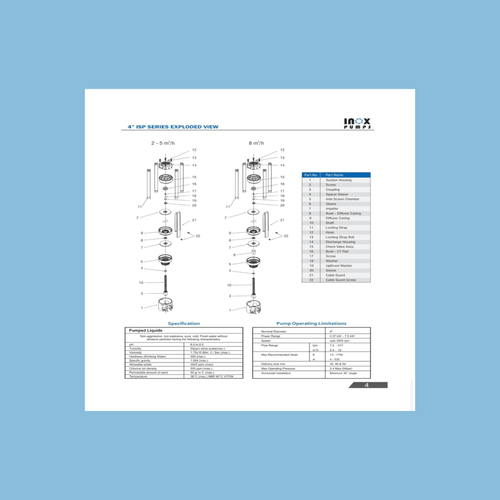 Inox ISP - 9/31, 4" Submersible Pump, Flow Q-10m3/hr, H-155m - KWT Tech Mart Uganda