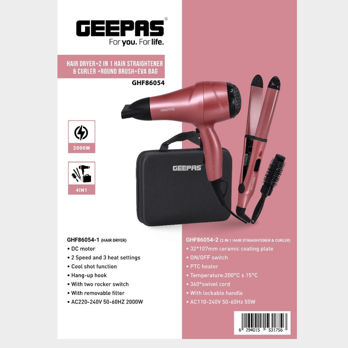 Geepas 4-in-1 Hair Dressing Set, Dryer, 2000W  GHF86054 - KWT Tech Mart Uganda