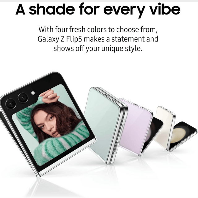 Samsung Galaxy Z Flip 5 5G – 6.7", 256GB ROM, 8GB RAM, 12MP, 3700mAh – Mint/Black