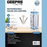 Geepas Rechargeable Solar Lantern with Panel - 4V/3000mAh - GSE5543