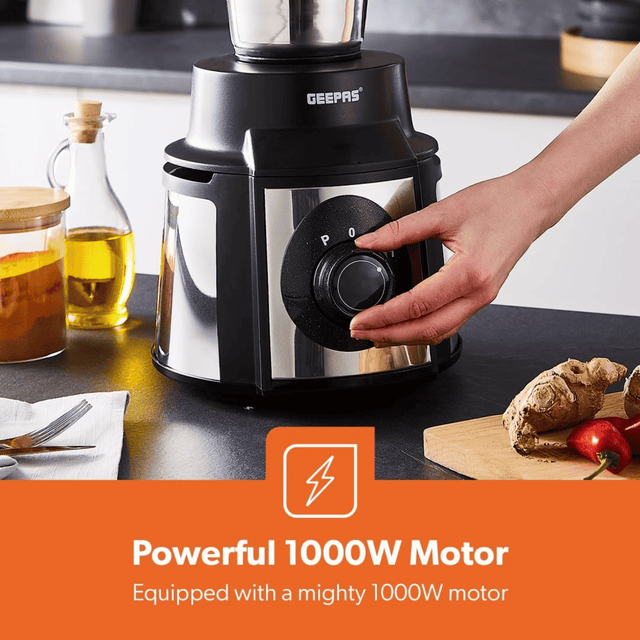 Geepas 5-In-1 Mixer Grinder - 1000W Copper Motor & Stainless Steel Jars - GSB5457N