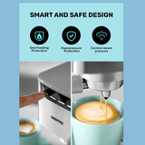 Geepas Espresso and Cappuccino Coffee Machine - 20 Bar Pressure Pump, E26 Platinum Series - GCM1415SS