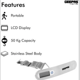 Geepas Digital Luggage Scale 50kg GLS4221