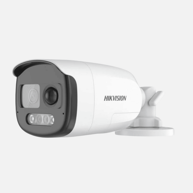 Hikvision 2 MP ColorVu PIR Siren Audio Fixed Bullet Camera DS-2CE12DF3T-PIRXOS – 40 m Night Vision (PIR Theft-Alarm Siren)