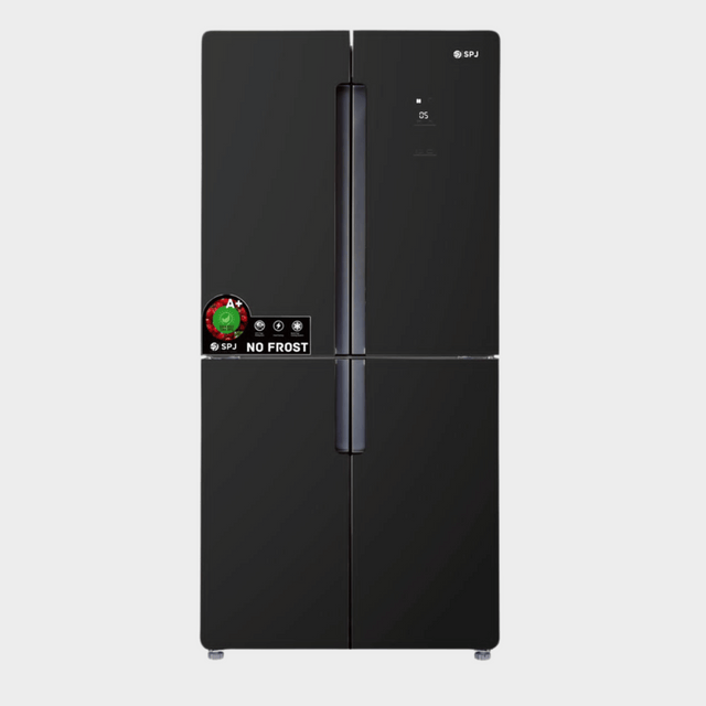 SPJ 559L Fridge, 4 Door Frost Free Refrigerator - Black Glass