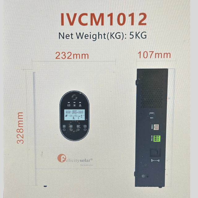 Felicity 1kW 12V (1kVA) Hybrid Inverter IVCM1012, MPPT 60A, Wi-Fi