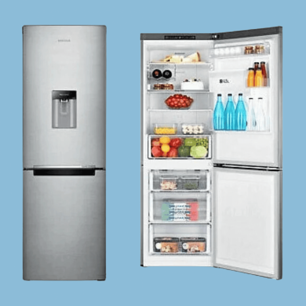Hisense 341L Fridge, Double Door Defrost Refrigerator With Water Dispenser RB341D4WGU– Silver