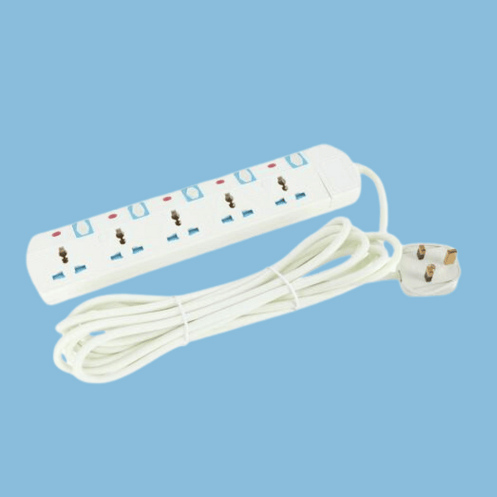 Geepas 5 Way Extension Socket, 5 Switches & 5m Cord, GES5802 - KWT Tech Mart Uganda