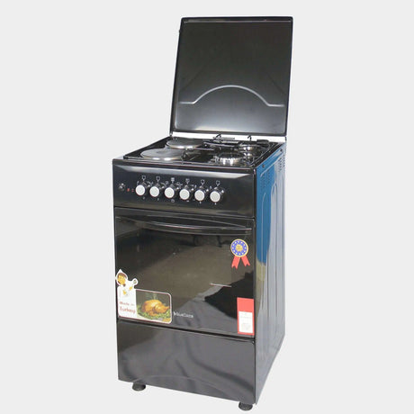 Blueflame Cooker C5022E – B 50x50cm 2 electric plates and 2 gas burners with electric oven black in color