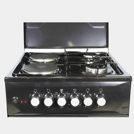 Blueflame Cooker C5022E – B 50x50cm 2 electric plates and 2 gas burners with electric oven black in color