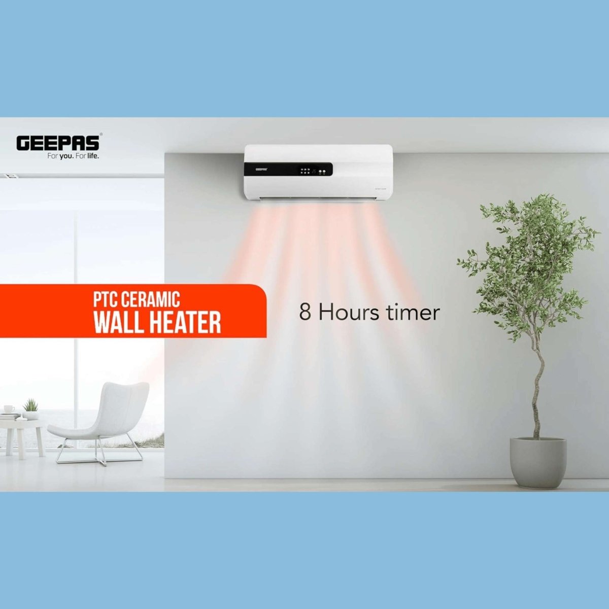 Geepas PTC Fan Heater - Adjustable Thermostat & Efficient Heating - GRHW