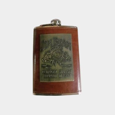 Jack Daniel’s 9 Oz Stainless Steel/Leather Hip Flask, Pocket Bottle-Brown
