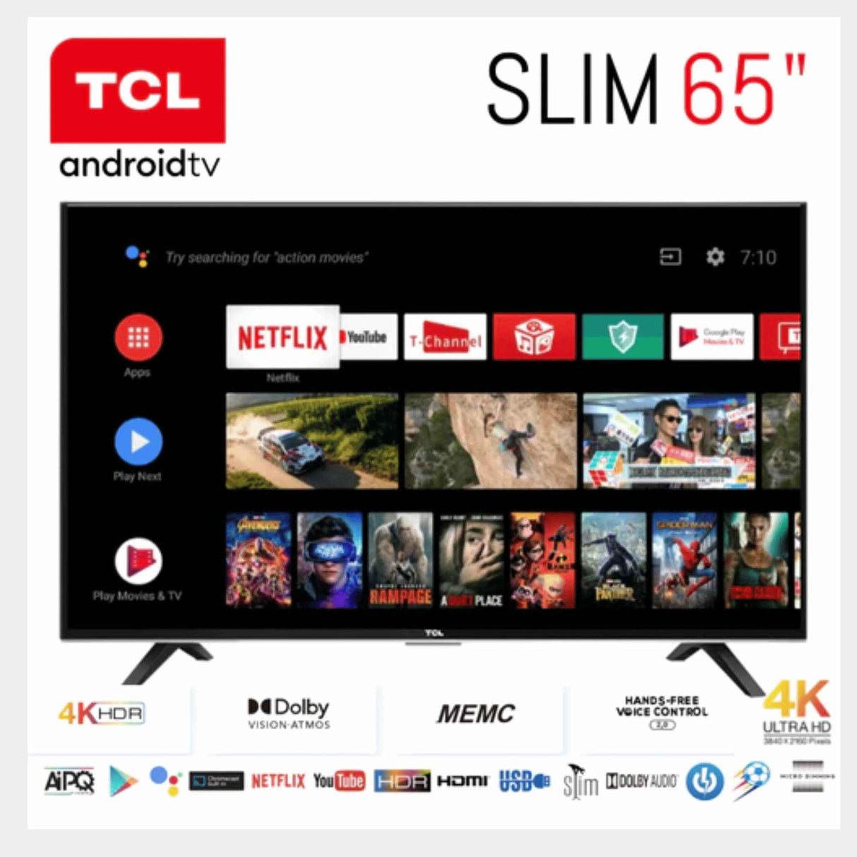 TCL 65" Frameless Smart Android LED TV