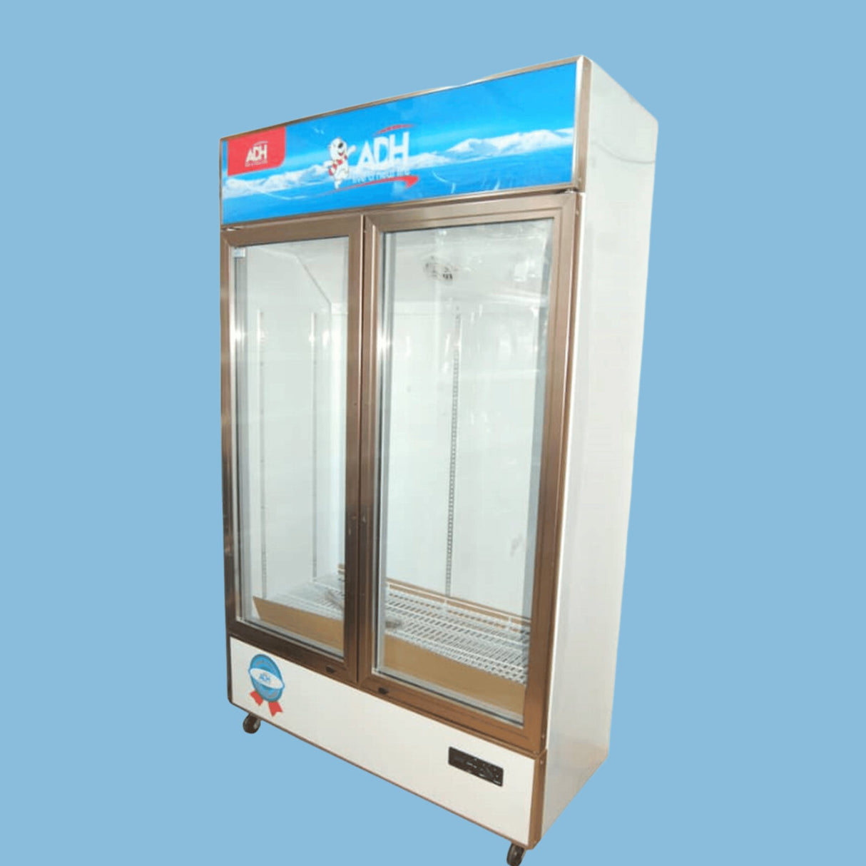 ADH 655Ltr Glass Double Door Display Refrigerator – White - KWT Tech Mart