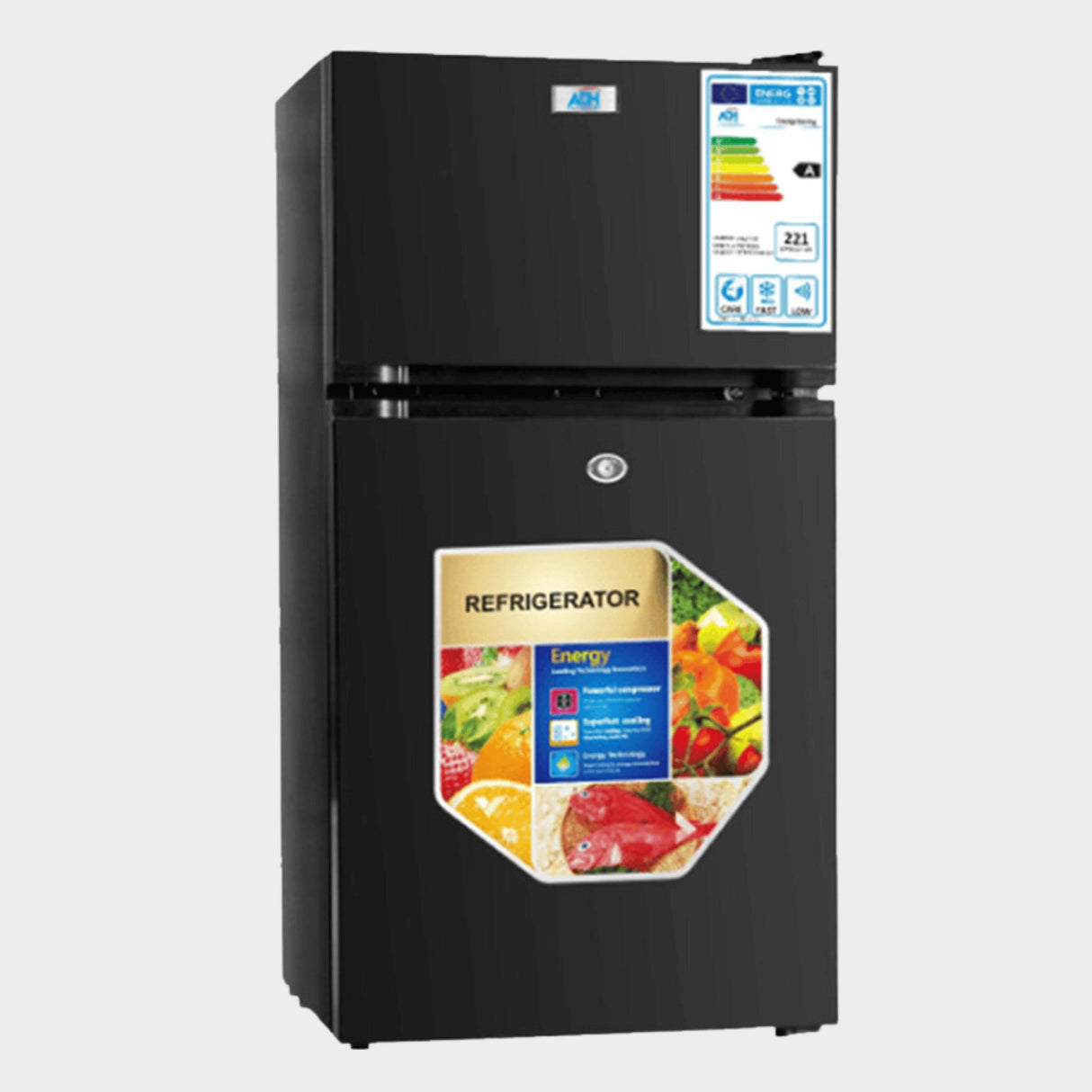 ADH 98Ltr Fridge, Double Door Refrigerator – Black - KWT Tech Mart