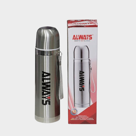 Always 0.5L Hot & Cold Unbreakable Stainless Flask - Silver - KWT Tech Mart