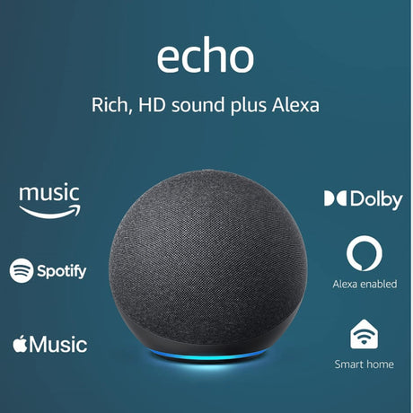 Amazon Echo Smart Speaker (4th Gen) Spherical, Charcoal - KWT Tech Mart