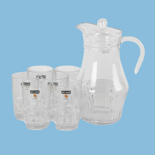 Arcopal Elegant Jug Pitcher & 6 Quality Drinking Glasses - KWT Tech Mart